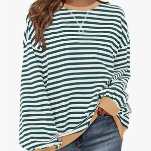 Casual Striped Green and Tan Sweatshirt